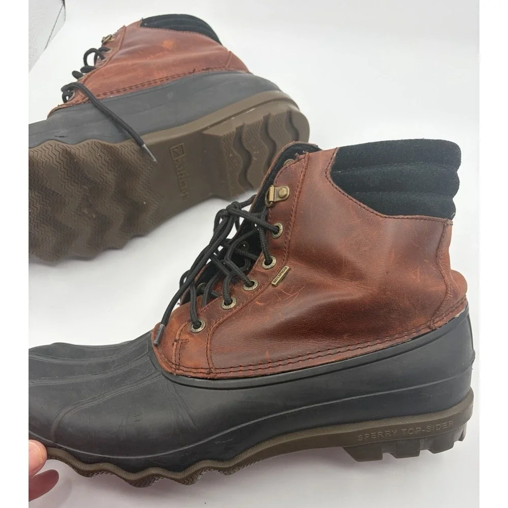 Sperry Top Sider Duck Boots Men 10M Waterproof Rubber Rugged Lace Up Snow Winter